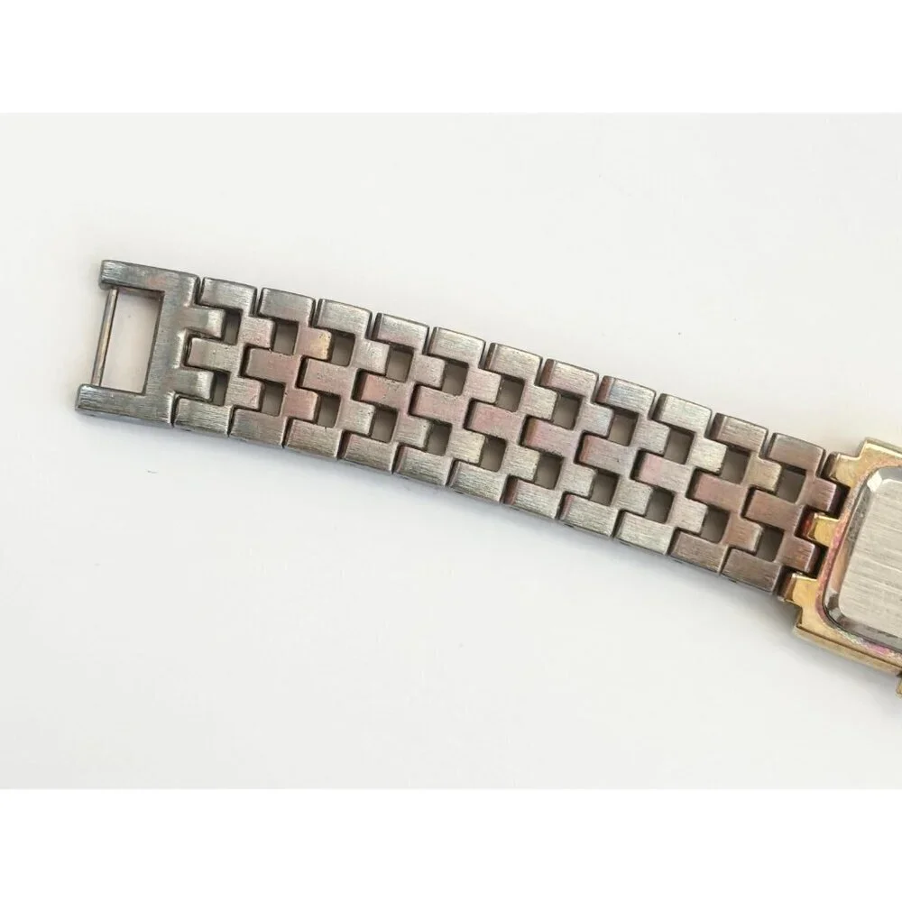 Anne Klein Gold T 735H Rhinestone Mother of Pearl Vintage Wristwatch - 20mm